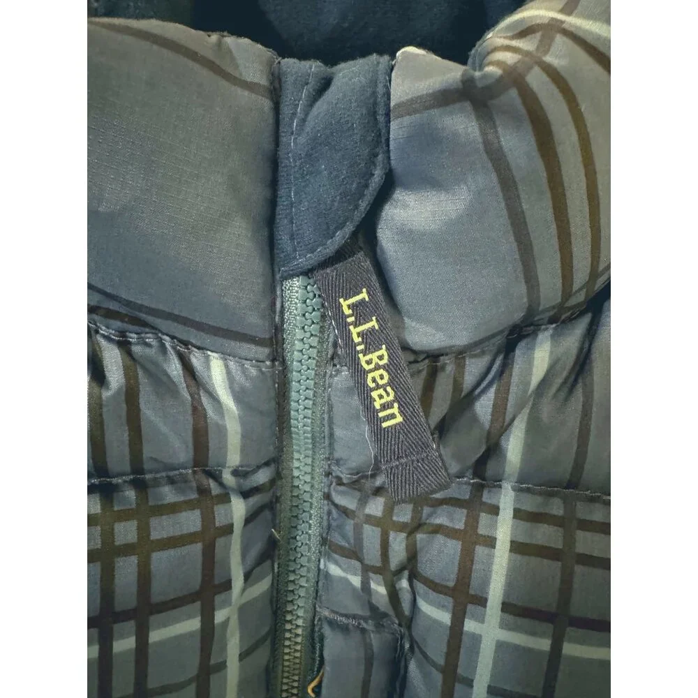 L.L.Bean Blue Plaid Goose Down Puffer Vest Zip Pockets‎ Kids Youth Size S (8)